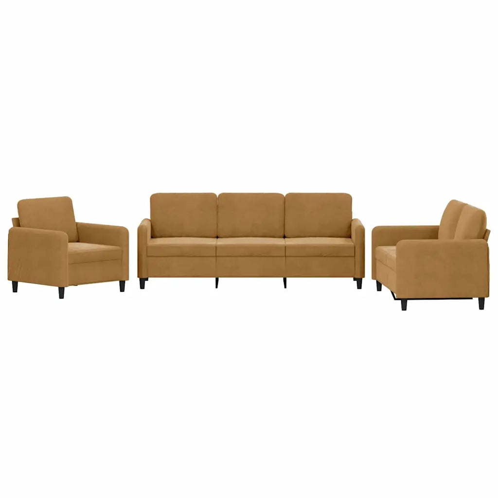 Set di Divani 3 pz Marrone in Velluto 3201941