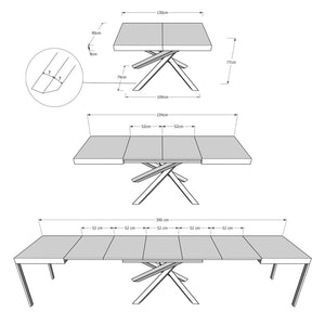 Tavolo Allungabile 120/380x90 cm Volantis Noce Gambe Multicolore 4/A