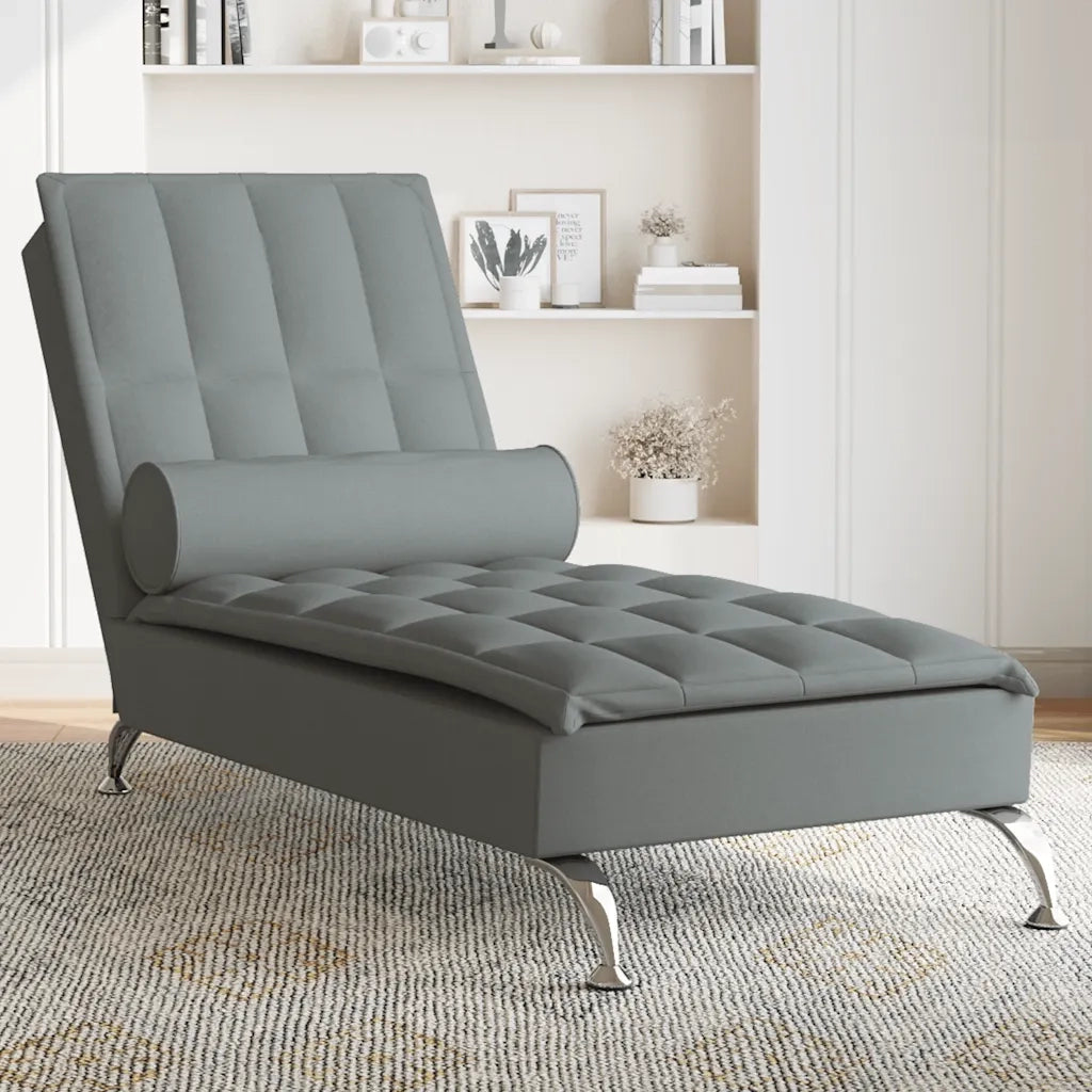 Chaise Longue Massaggi con Capezzale Grigio Scuro in Tessuto CFW4803864