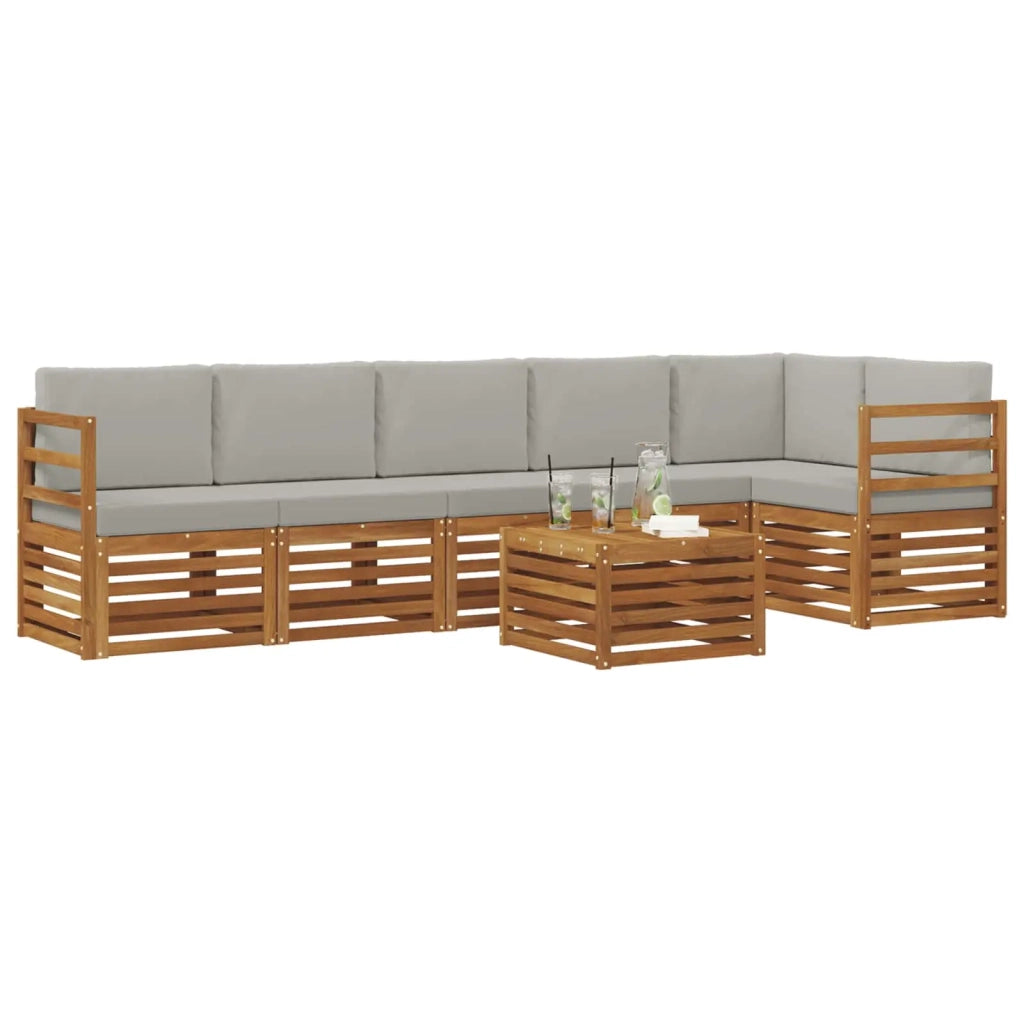 Set divano sezionale con cuscino 7 pcs Grigio Naturale e Chiaro 3374911