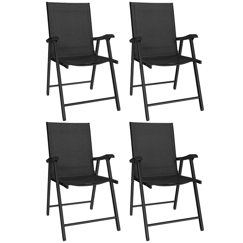 Sedia da Giardino Pieghevole ¨C zephmum ¨C 4 Pezzi, Struttura Metallo, Nero, 58x62x97cm