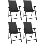 Sedia da Giardino Pieghevole ¨C zephmum ¨C 4 Pezzi, Struttura Metallo, Nero, 58x62x97cm