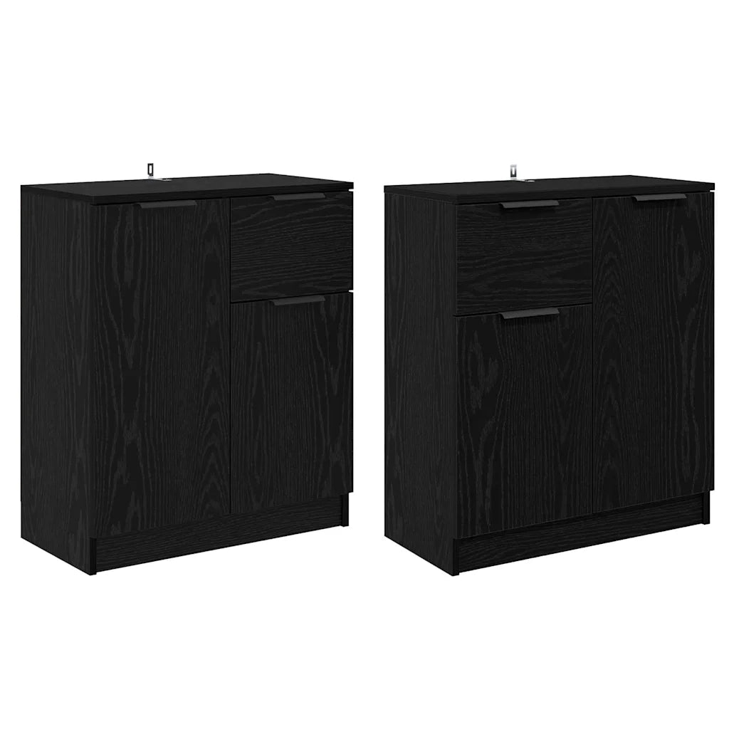 Sideboards 2 pcs Rovere Nero 60 x 30 x 70 cm Legno multistrato