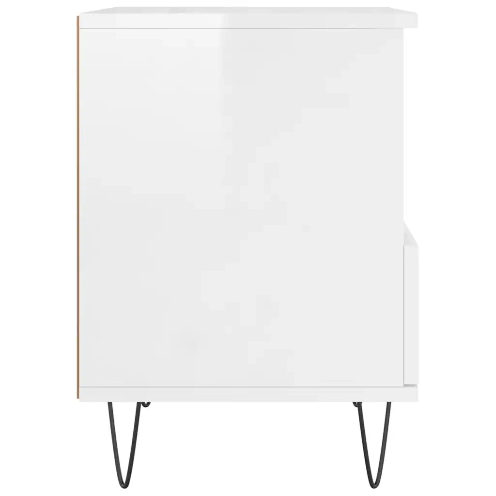 Comodini 2pz Bianco Lucido 40x35x50 cm in Legno Multistrato 830625