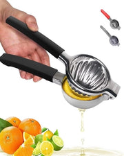 Citruspers con manico di silicone di grado alimentare - Strumento per spremere agrumi manuale ergonomico con contenitore in metallo massello (nero)
