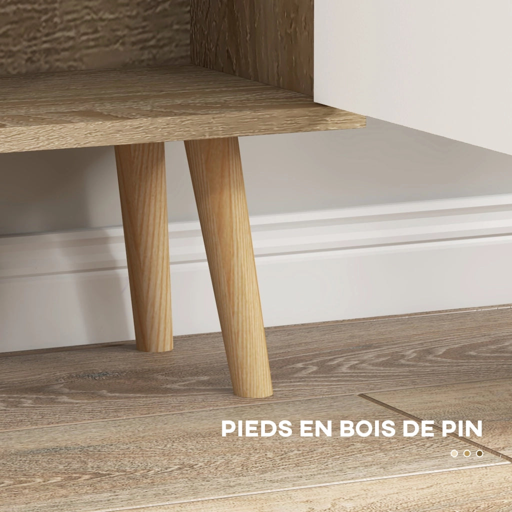 Libreria 4 nicchie 2 ante scaffale ¨C zephmum ¨C 80x24x123 cm legno massello rovere