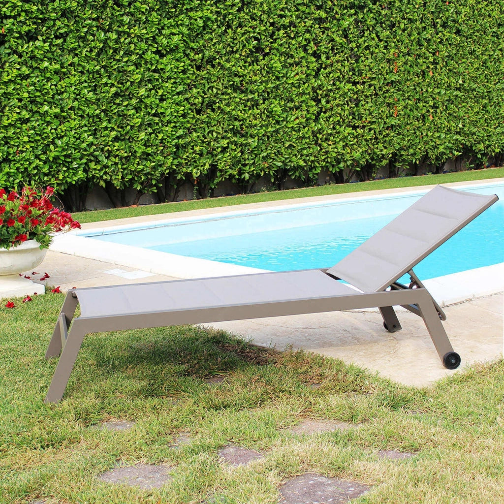 Lettino prendisole da Giardino in Alluminio Textilene cm 198x61x95 - DAVID