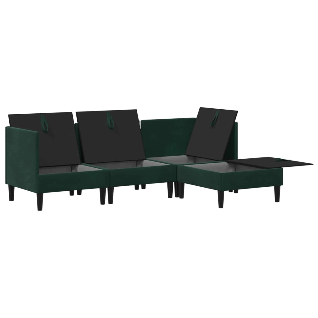 Set di mobili per il soggiorno 4 pcs Verde Scuro Velluto