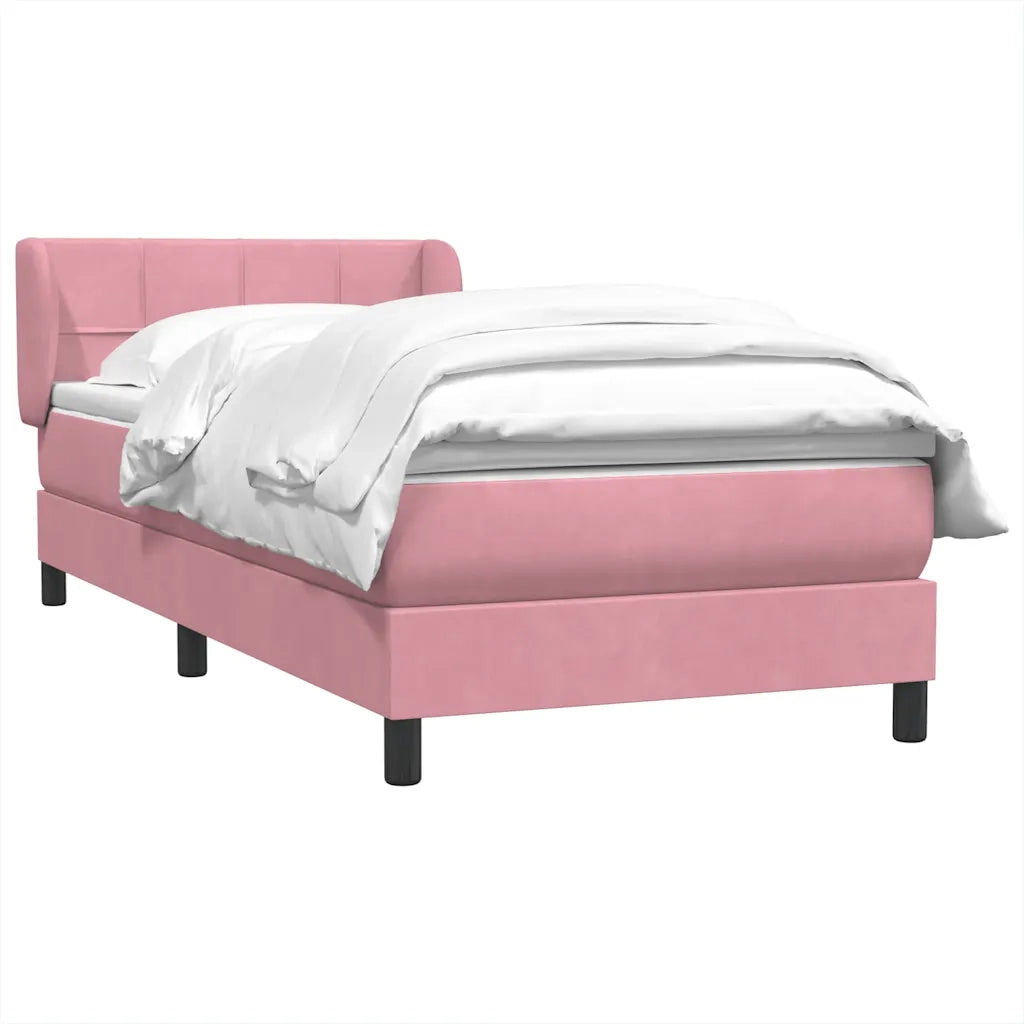 Letto singolo | Letto per adulti | Giroletto a Molle con Materasso Rosa 80x220 cm Velluto