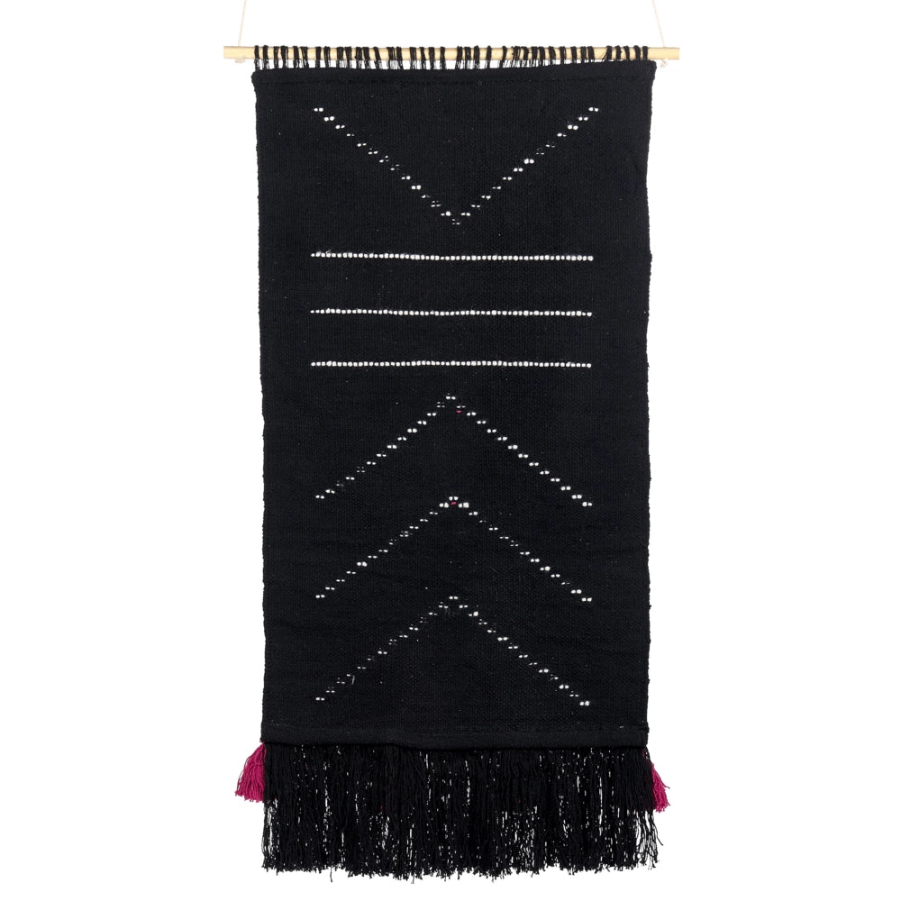 Decorazioni da parete in cotone bianco e nero nappa fatta a mano motivo geometrico boho per soggiorno camera da letto