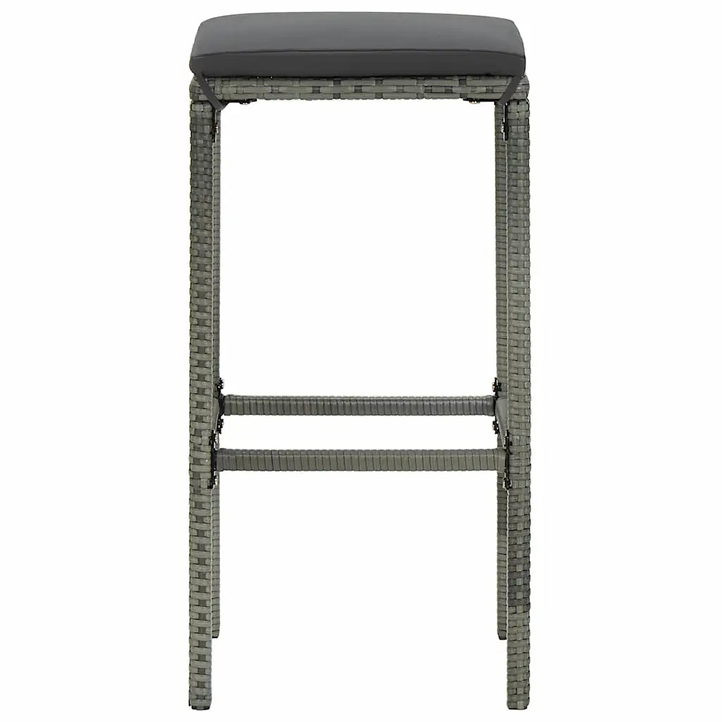 Sgabelli da Bar con Cuscini 4 pz Grigi in Polyrattan