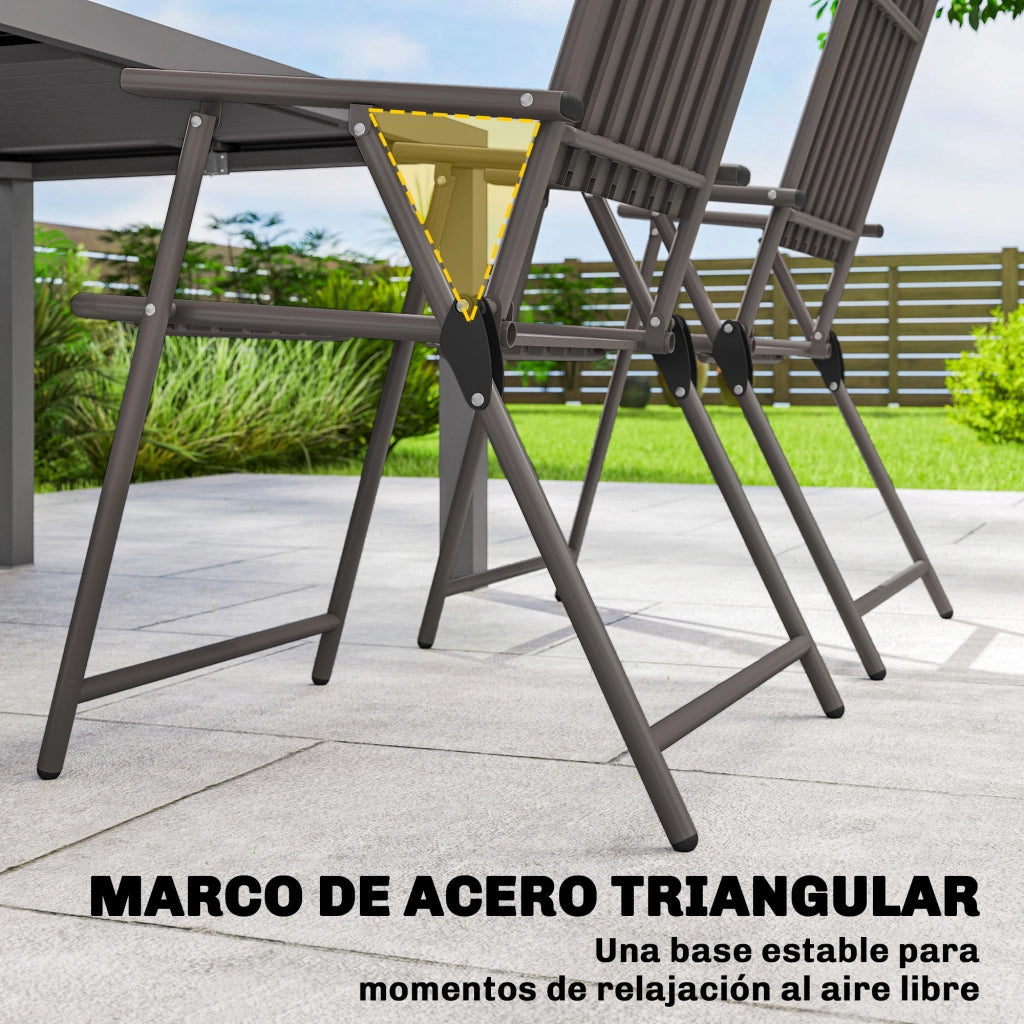 Set di 4 Sedie da Giardino Pieghevoli con Braccioli ¨C zephmum ¨C Marrone 55x63x93 cm