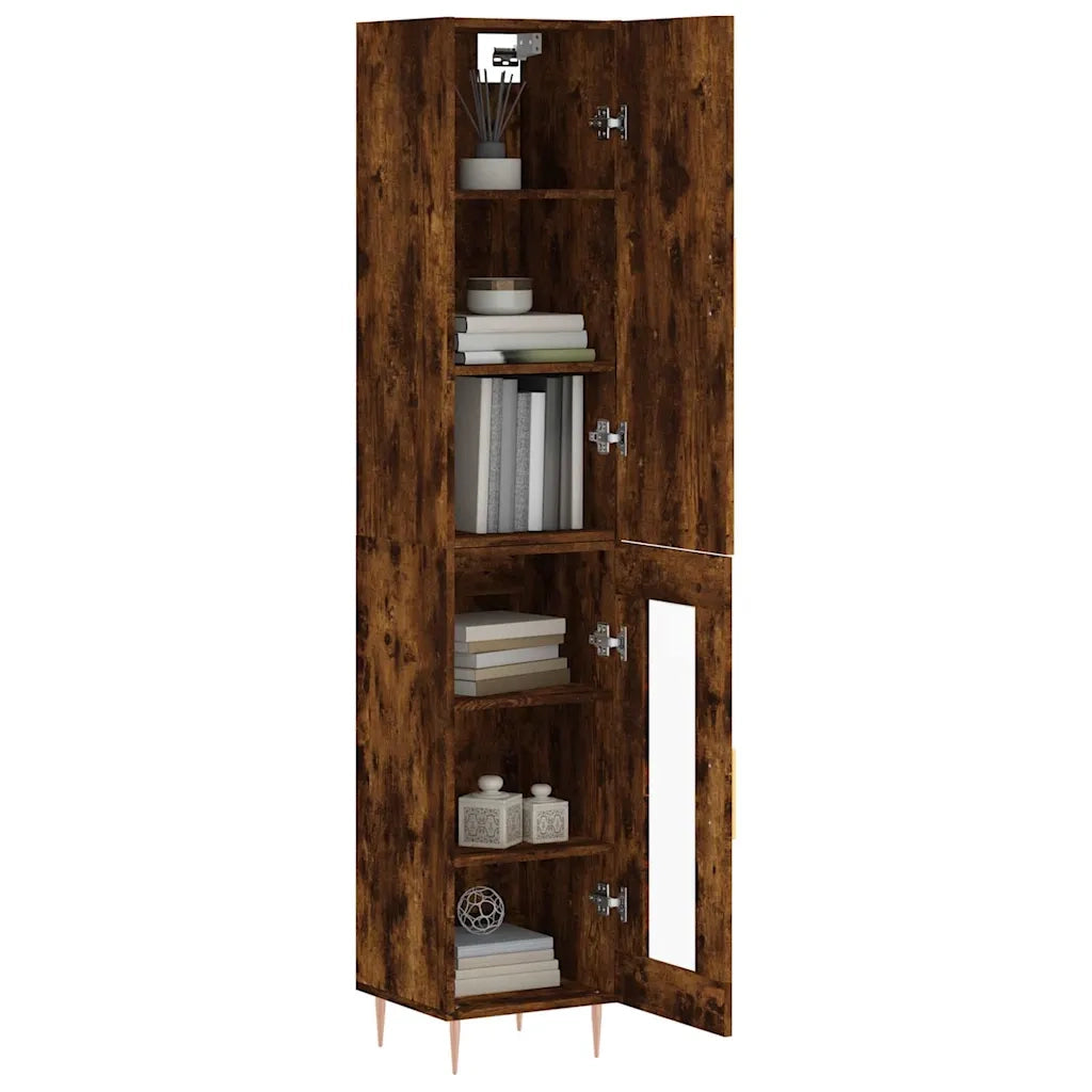 Credenza | Madia | Buffet da pranzo | Armadio da pranzo Rovere Fumo 34,5x34x180 cm in Legno Multistrato