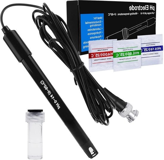 Sonda pH precisa con polvere di calibrazione e connettore BNC - sonde pH 0-14 con cavo di 300 cm