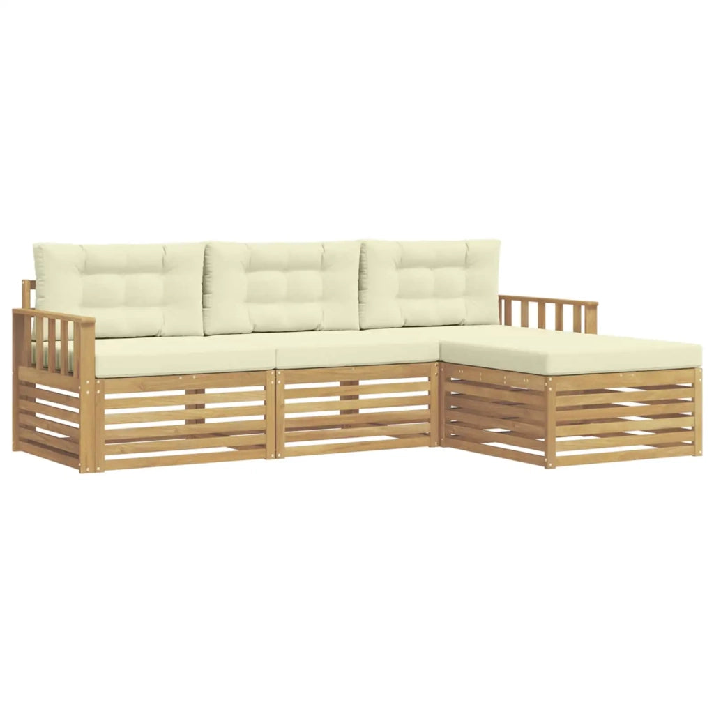 Set di divani da esterno 4 pcs Bianco e Crema Poliestere