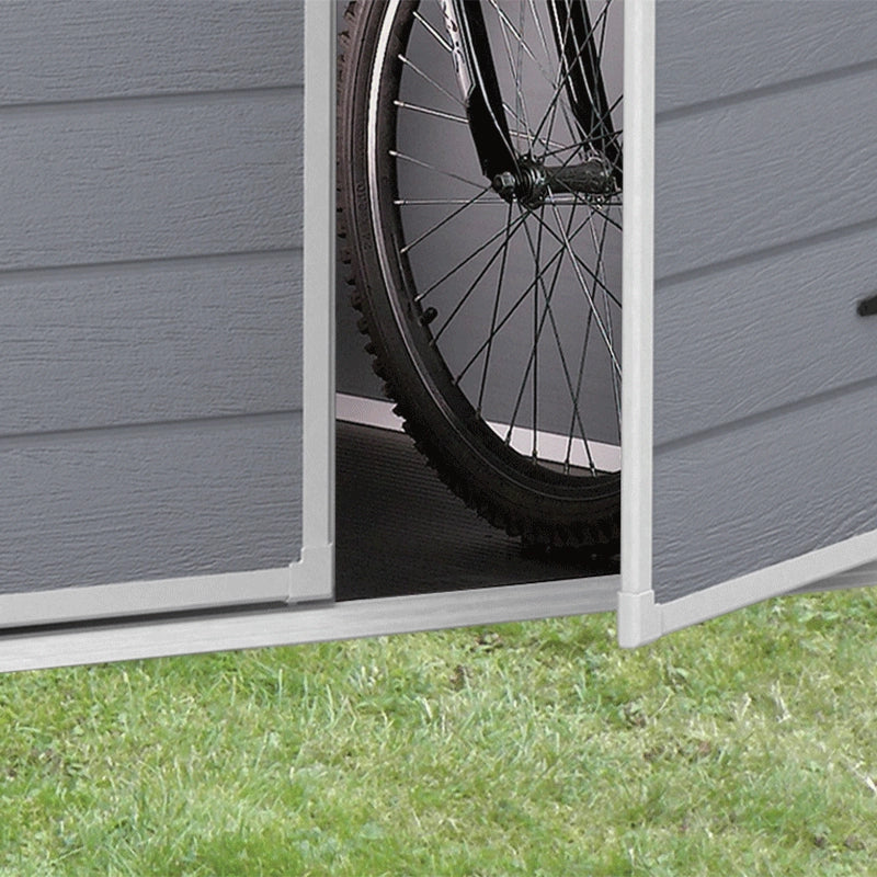 Casetta in resina grigia - MANOR PREMIUMÂ® 86 - 4,4 mÂ² + Porta-finestra doppia