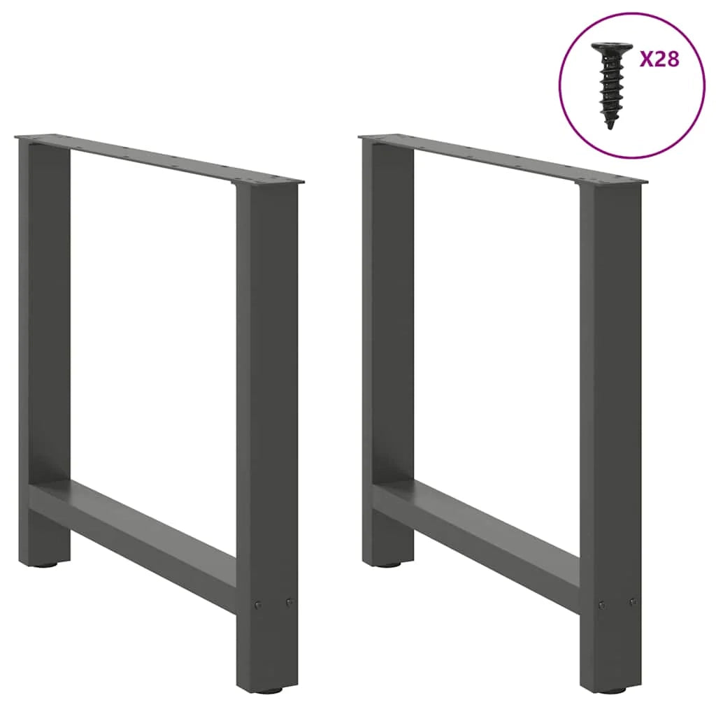 Set di 2 gambe quadrate per tavolo da pranzo 70 x 72 cm con piedini regolabili stile moderno acciaio antracite 02_0057550