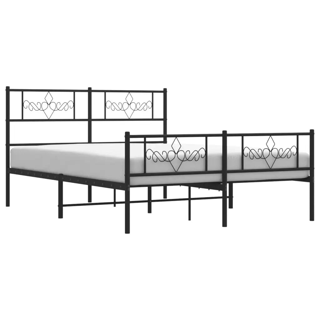 Giroletto con Testiera e Pediera Metallo Nero 140x190 cm