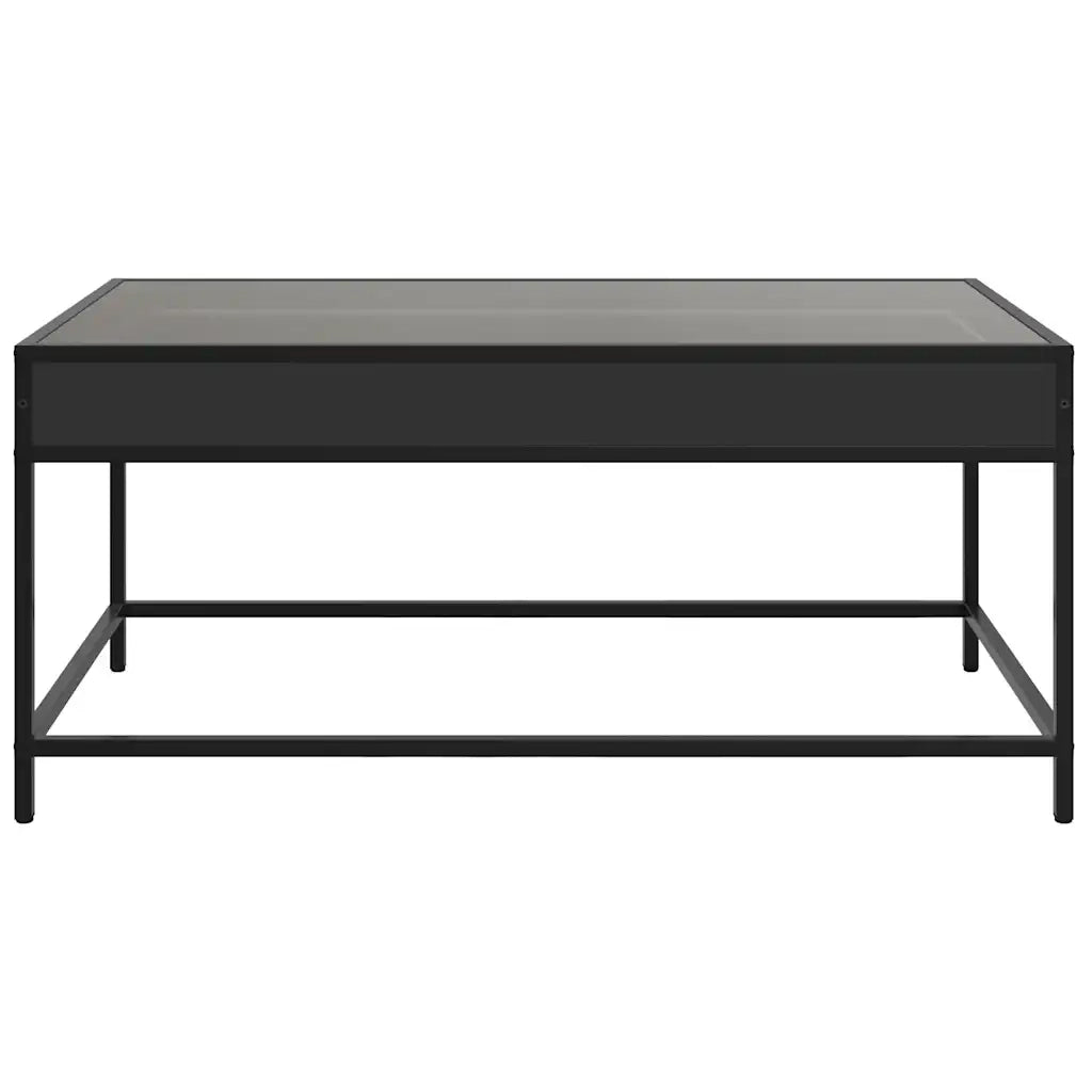 Tavolino da Salotto con LED Infinity-Tavolino da soggiorno Nero 90x50x41 cm
