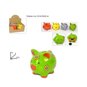 Trade Shop - Salvadanaio Maialino Colorato 10cm In Ceramica Monete Porta Soldi -