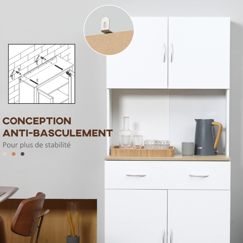 Armadio da Cucina ¨C zephmum ¨C 4 Ante, Cassetto, Bianco, 80x40x180cm