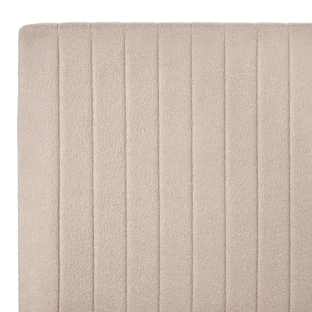 Letto matrimoniale Rivestimento bouclé beige 160 x 200 cm Testiera trapuntata Funzione contenitore