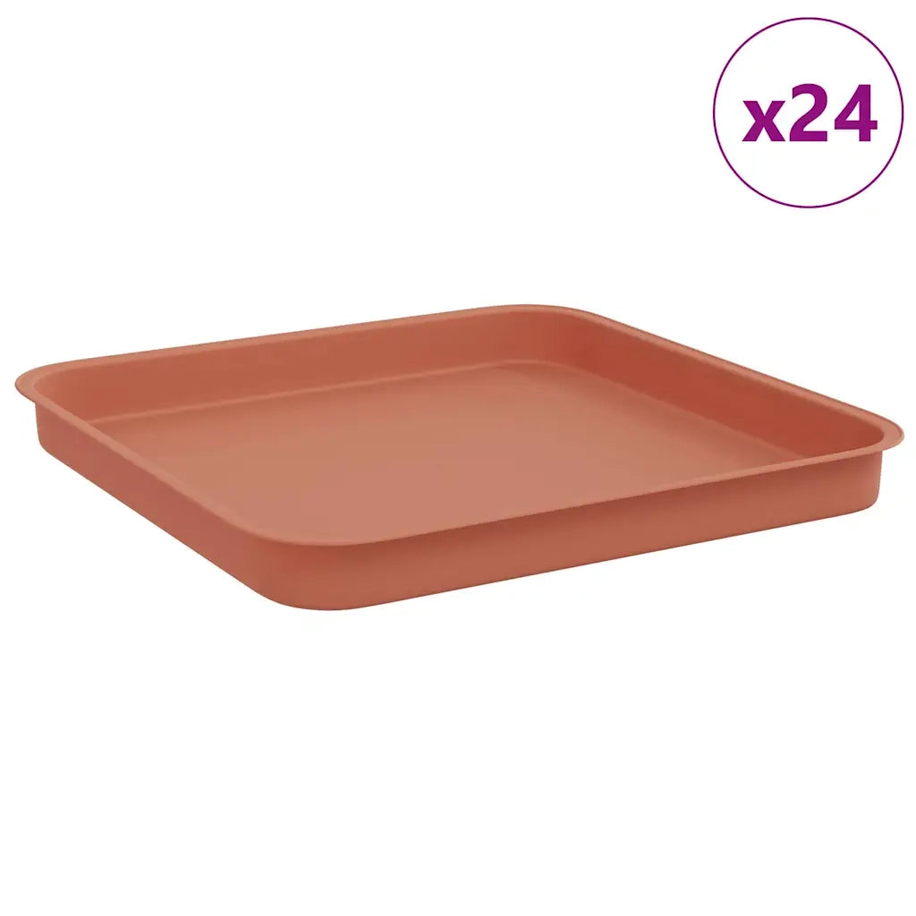 Vassoio Quadrato per Fiori 24 pcs Rosso Mattone 21 x 21 x 2 cm 42020369