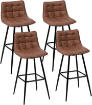 Set di 4 sgabelli da bar in velluto marrone vintage MADY