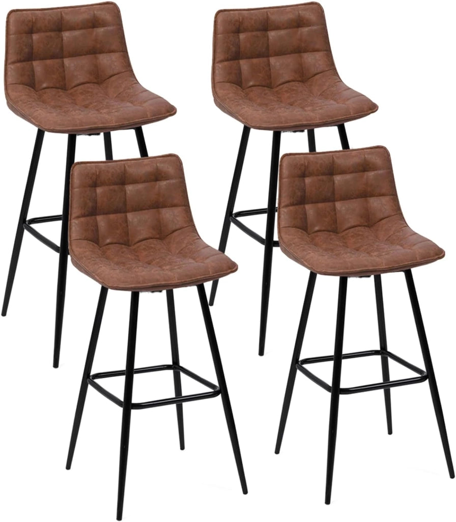 Set di 4 sgabelli da bar in velluto marrone vintage MADY