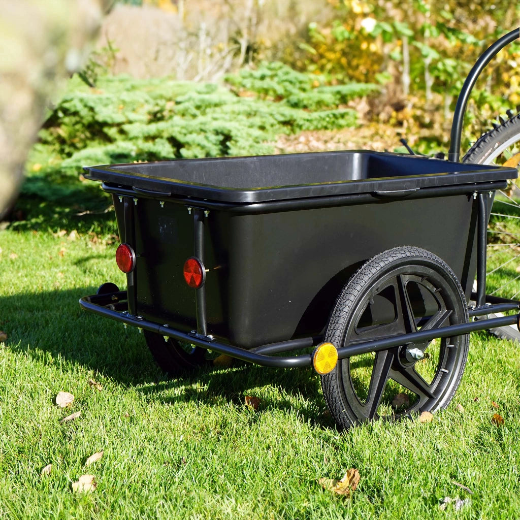 Rimorchio per bici con recipiente da 90 l per carichi fino a 80 kg, con pneumatici da 16"