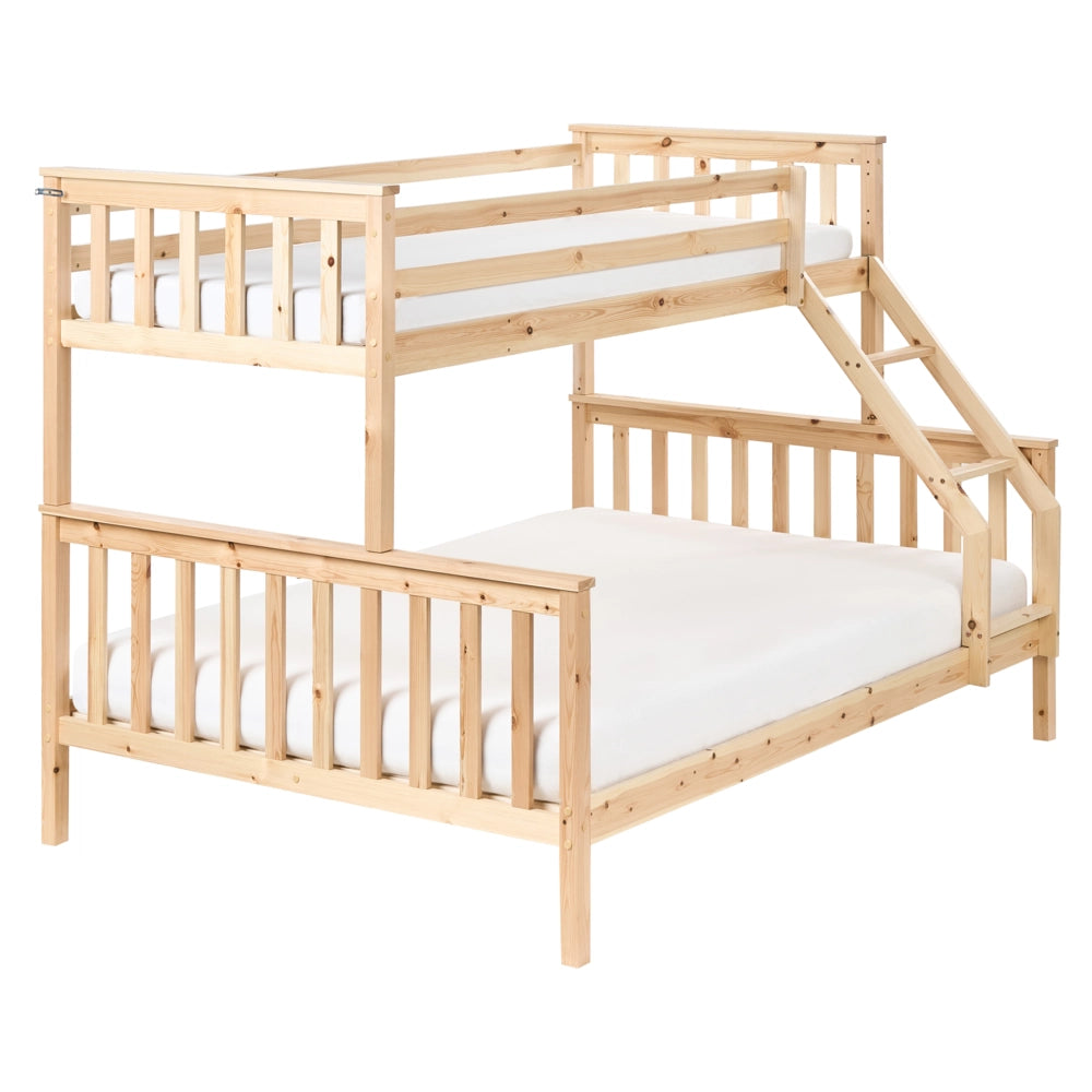 Letto a castello per bambini marrone chiaro struttura in legno 90/140 x 200 cm cameretta