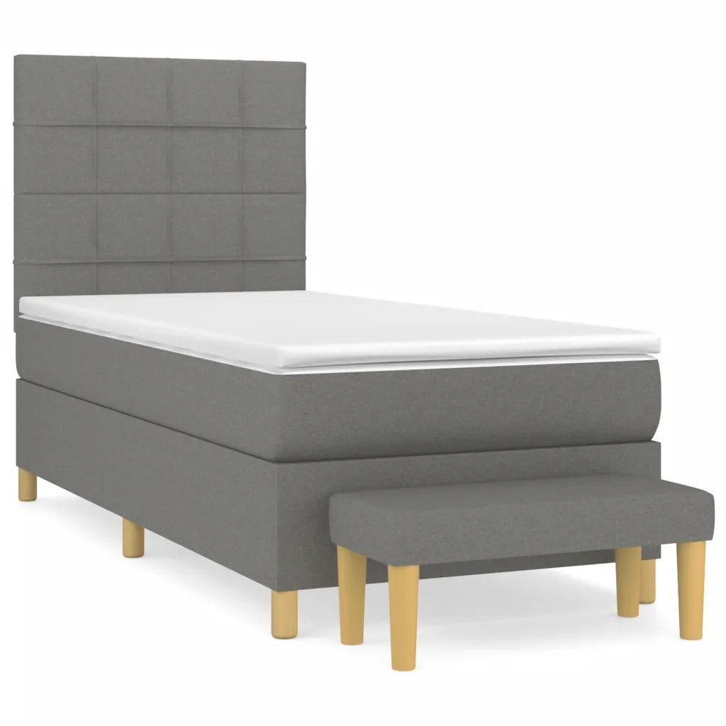 Giroletto a Molle con Materasso Grigio Scuro 90x200 cm Tessuto 3137126
