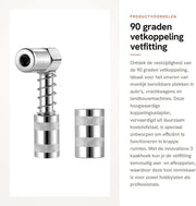 Vetkoppeling 90 gradi - kit 2 pezzi - utilizzo industriale - acciaio di carbonio - 3 angoli di mandrino