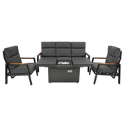 Set Giardino Alluminio 5 Posti Divano Poltrone Reclinabili Tavolo Braciere