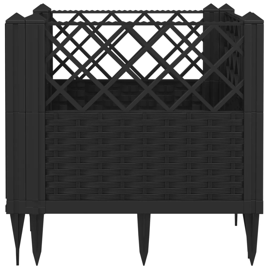 Fioriera da Giardino con Picchetti Nera 43,5x43,5x43,5 cm PP 368007