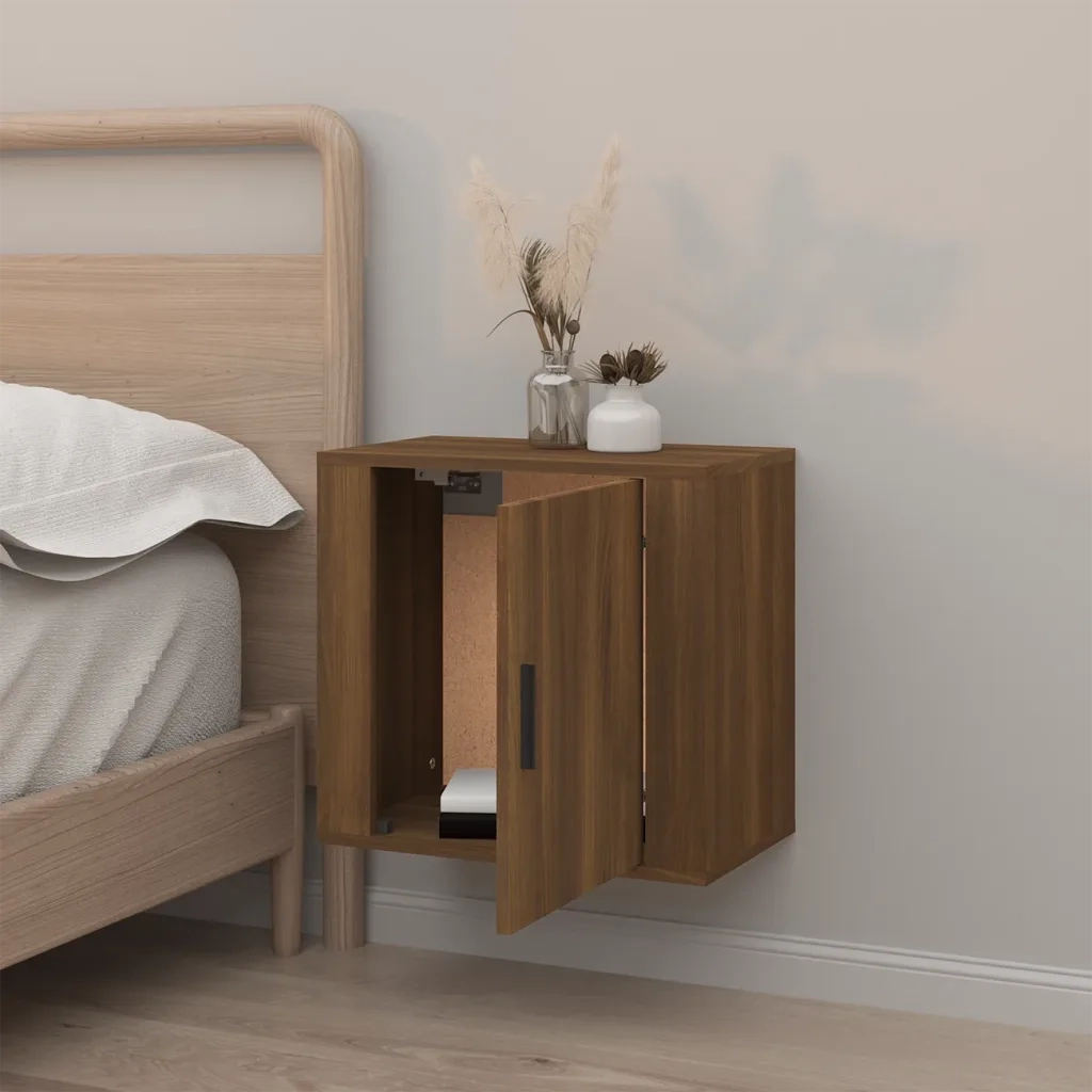Comodino | Armadio da Notte | Mobiletto da notte a Muro Rovere Marrone 50x30x47 cm