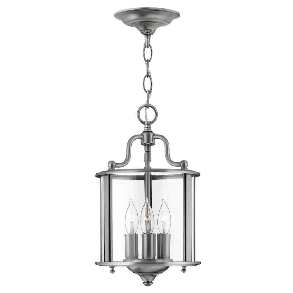Lampada a sospensione Hinkley Gentry pewter 3 luci Ø20 cm