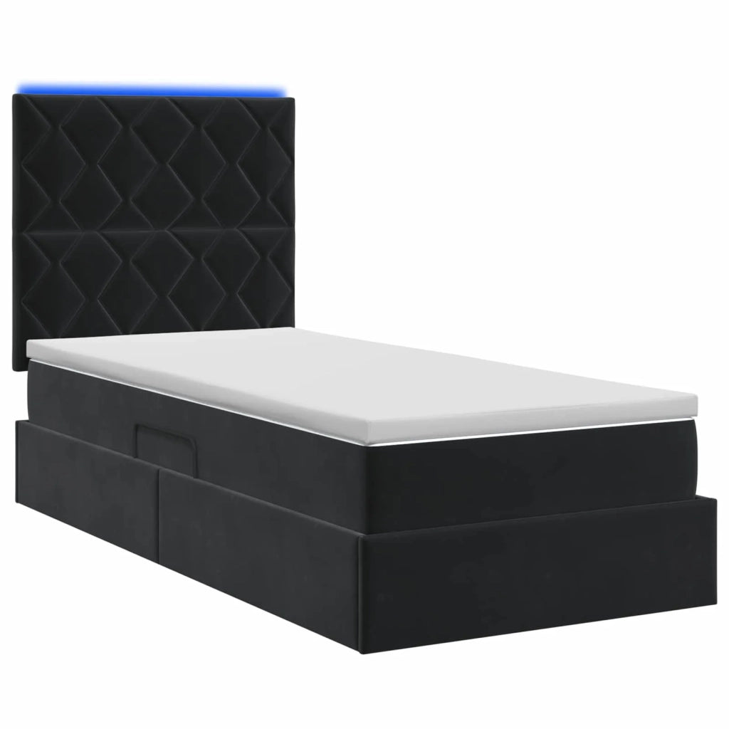 Letto con contenitore LED e materasso Nero 90 x 200 cm Velluto 3460166