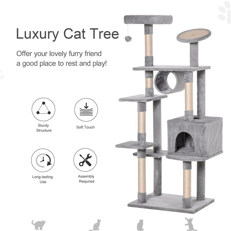 ALBERO TIRAGRAFFI PER GATTINI E GATTI ADULTI DI MAX 4.5KG GRIGIO