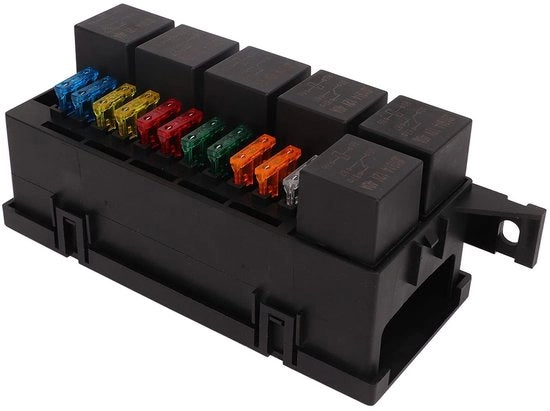 Corona d'oro - Box di interruttore e relè - Kit 12V acqua resistente - 6 relè - Universale per auto, barca, RV - Inclusi terminali a crimpatura - 11