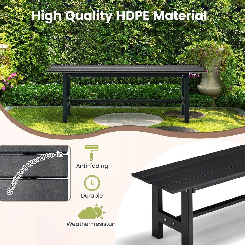 Panca da giardino in metallo, resistente alle intemperie, in metallo, portata fino a 300 kg, per giardino, cortile, balcone, 120 x 36 x 40,5 cm (nero)