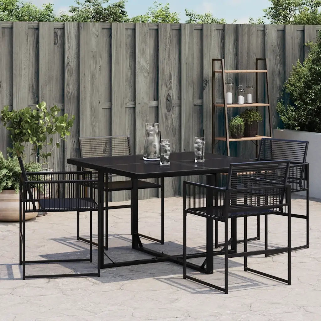 Sedie da Giardino 4 pz | Sedie da Esterno Nere in Polyrattan