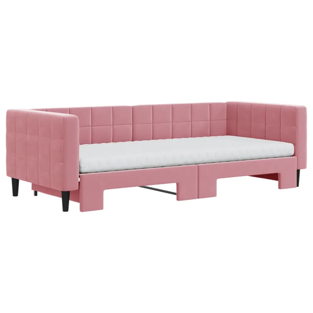 Divano Letto Estraibile con Materassi Rosa 90x200 cm Velluto 3196718