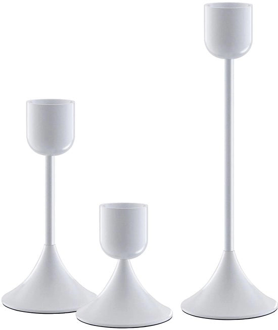 Candelabri Decorativi - Registrazioni Candelabri Stabili e Sicure - Bianchi - Per Matrimoni e Feste - Set da 3 Pezzi