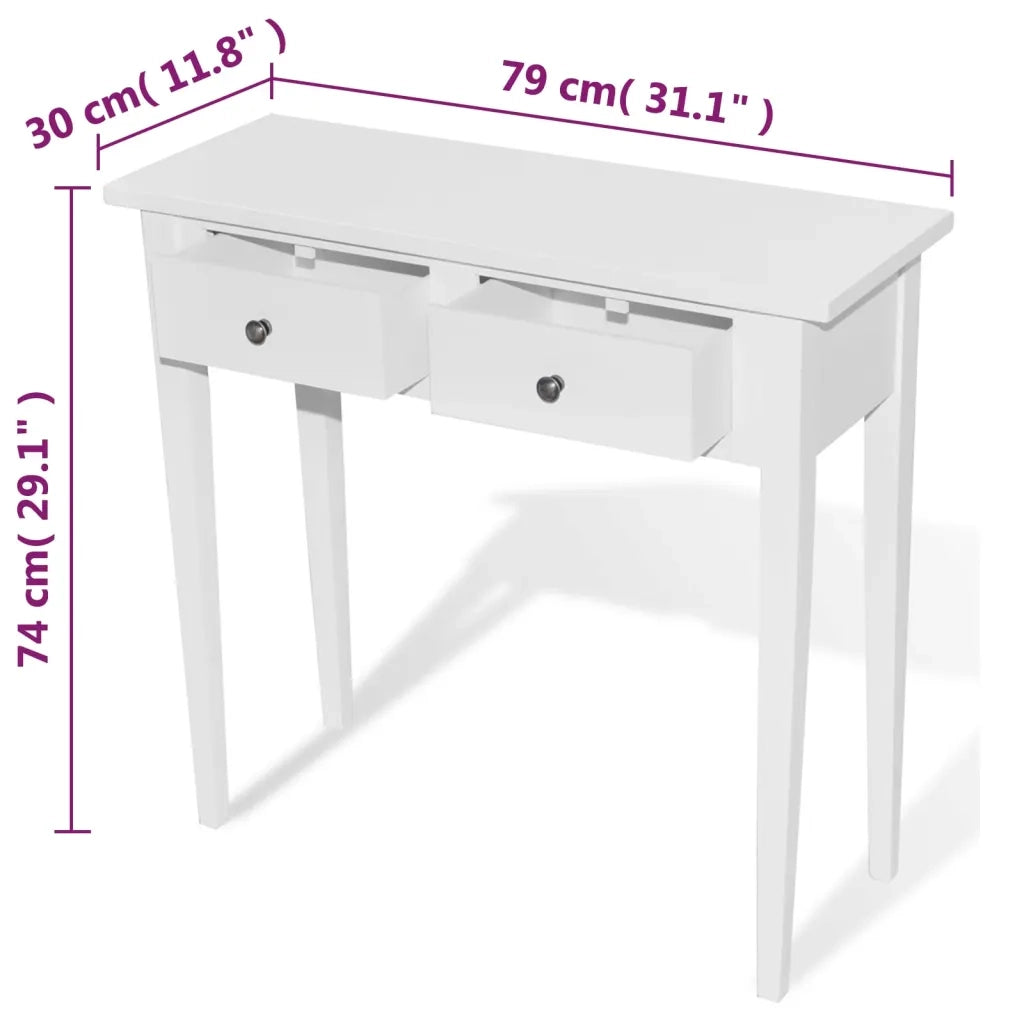 Tavolo Consolle | Tavolo d'Ingresso da Trucco con 2 Cassetti Bianco