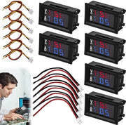 Multimetro digitale LED 6 in 1 DC 0-100 V 50 A con doppia visualizzazione colore rosso blu.