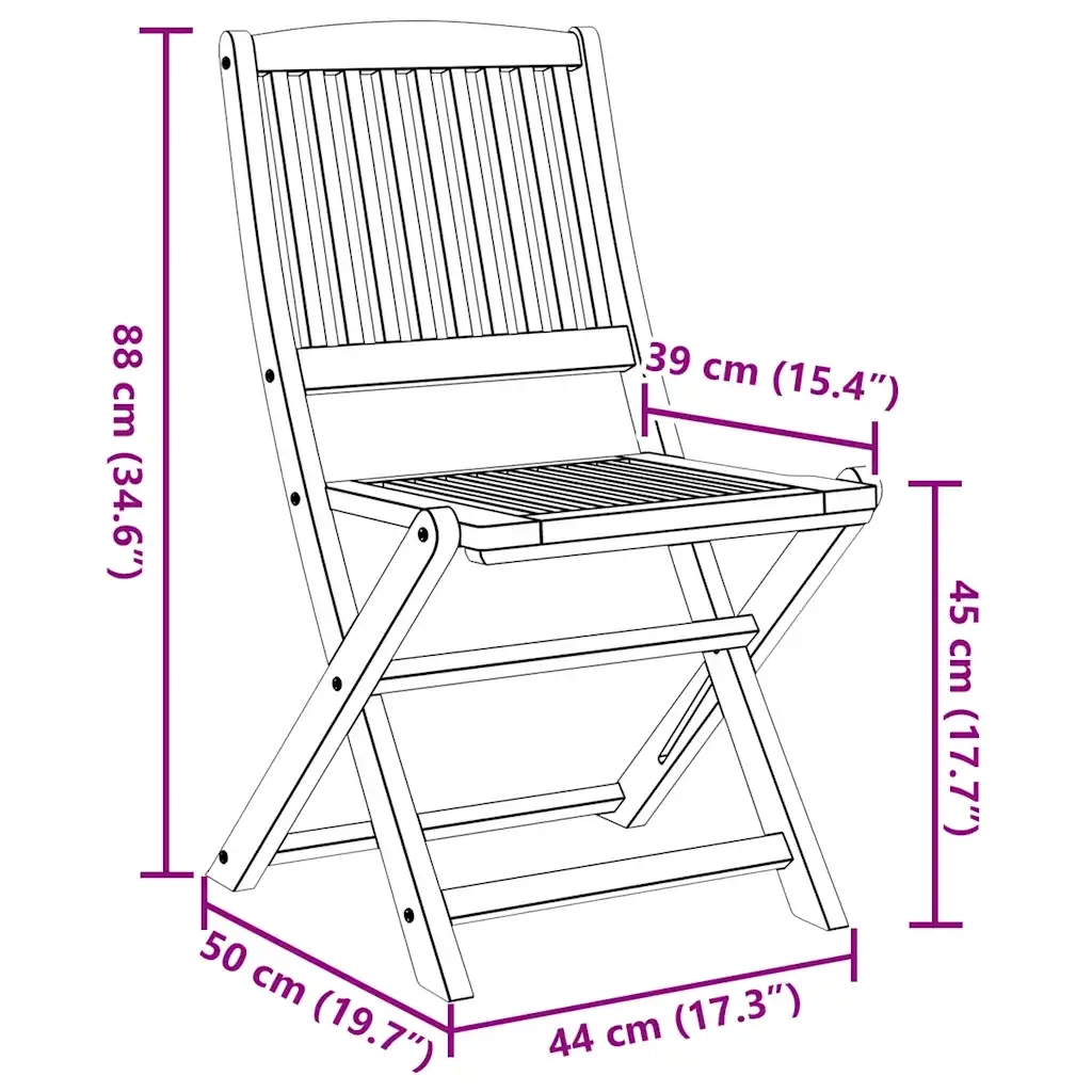Sedie da Giardino Pieghevoli 2 pz in Legno Massello d'Acacia 46339