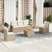 Set Divano da Giardino 6 pz con Cuscini Beige in Polyrattancod mxl 116696