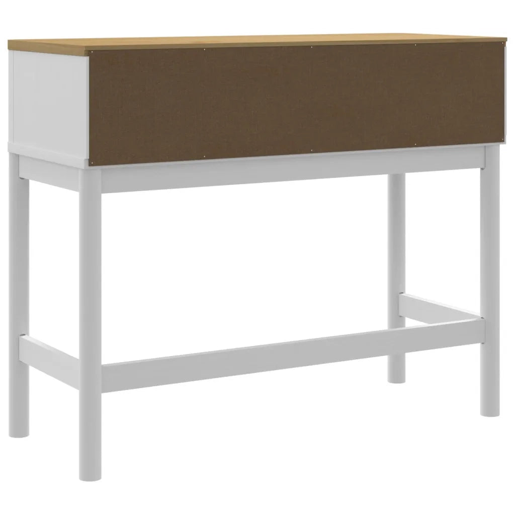 Tavolo Consolle FLORO Bianco 89,5x36,5x73cm Legno Massello Pino