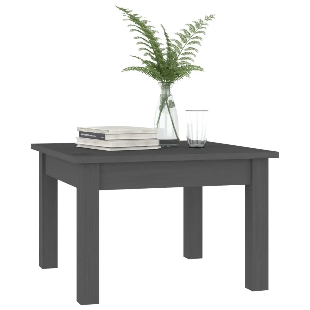 Tavolino da Salotto Grigio 45x45x30 cm Legno Massello di Pino 814226